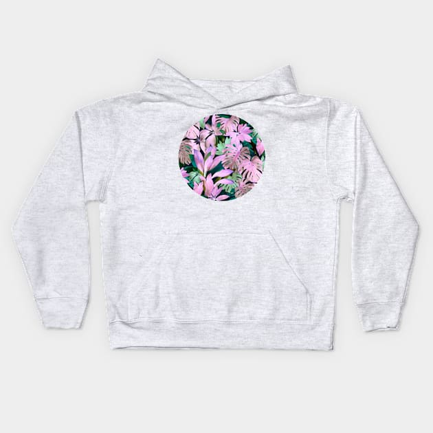 Tropical Night Magenta & Emerald Jungle Kids Hoodie by micklyn